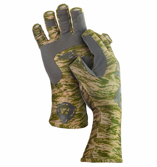 GREEN WATER CAMO 1/2 FINGER GUIDE GLOVE